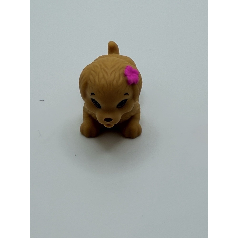2016 Mattel Barbie Pet Dog Figure Squirt Toy Golden Retriever Puppy with Flower